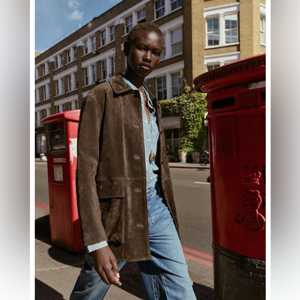 ZARA 100% SUEDE LEATHER JACKET NWT - Picture 6 of 16